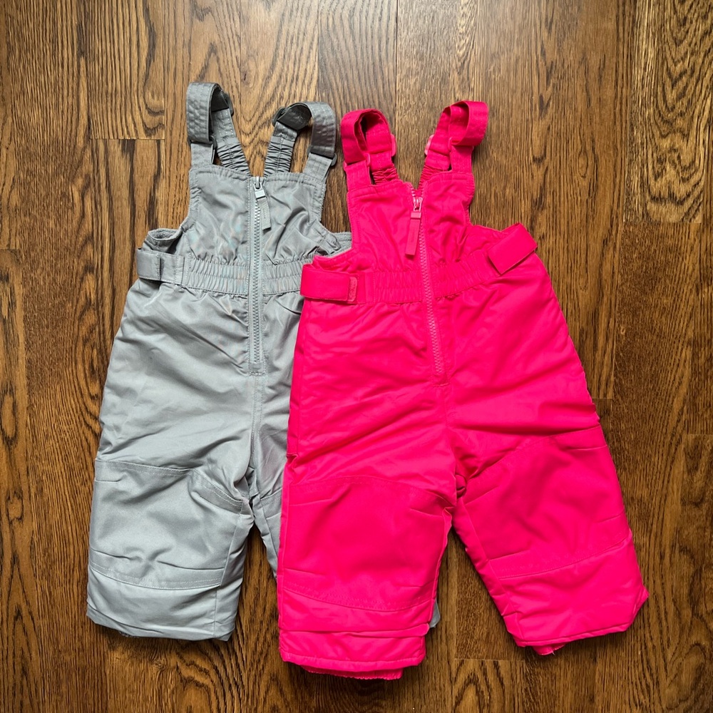 Cat & Jack Gray and Hot Pink Kids Snow Bibs